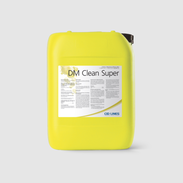 DM CLEAN SUPER jest silnie alkalicznym, nie pieniącym środkiem do mycia instalacji C.I.P. w różnych działach przemysłu spożywczego i mycia pojemników w myjniach tunelowych Właściwości: DM CLEAN SUPER zawiera wodorotlenek potasu, wodorotlenek sodu, związki sekwestrujące, związki nawilżające i inhibitory korozji DM CLEAN SUPER skutecznie myje systemy C.I.P. w mleczarstwie, browarnictwie i produkcji napojów z osadów tłuszczu i białka